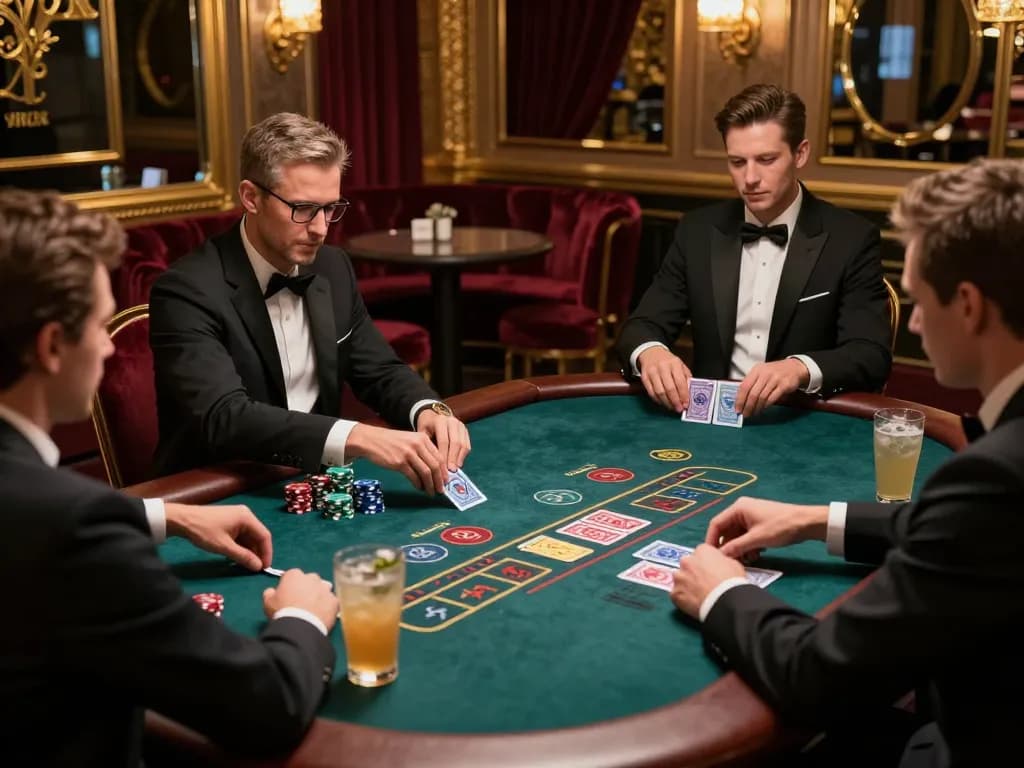 Players strategizing during an intense blackjack game at TR88 casino, highlighting excitement and luxury