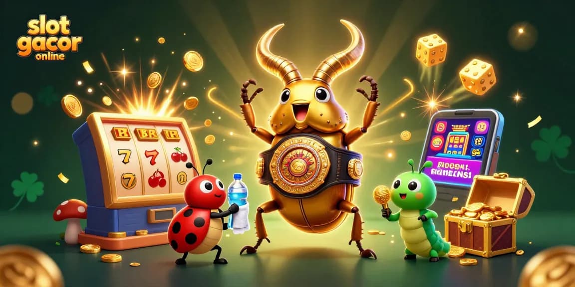 Experience slot gacor online excitement with this vibrant illustration featuring dynamic characters and casino elements.