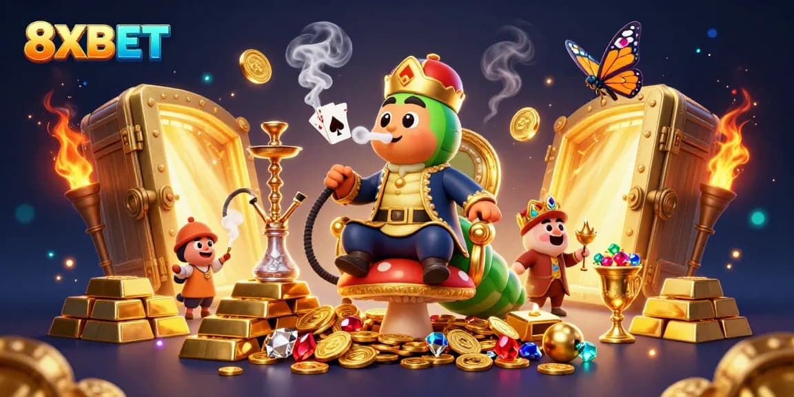 Experience high-stakes gaming with 8XBET in an extravagant casino atmosphere filled with treasures.