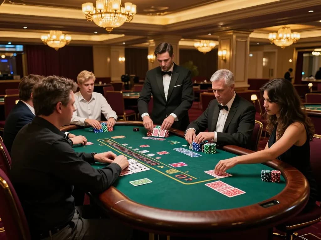 Players engaged in an exciting blackjack game at sky88, highlighting strategy and vibrant atmosphere.