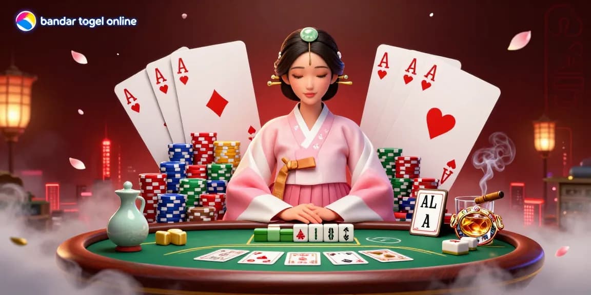 Experience thrilling bandar togel online action with vibrant 3D illustration depicting an elegant casino scene.
