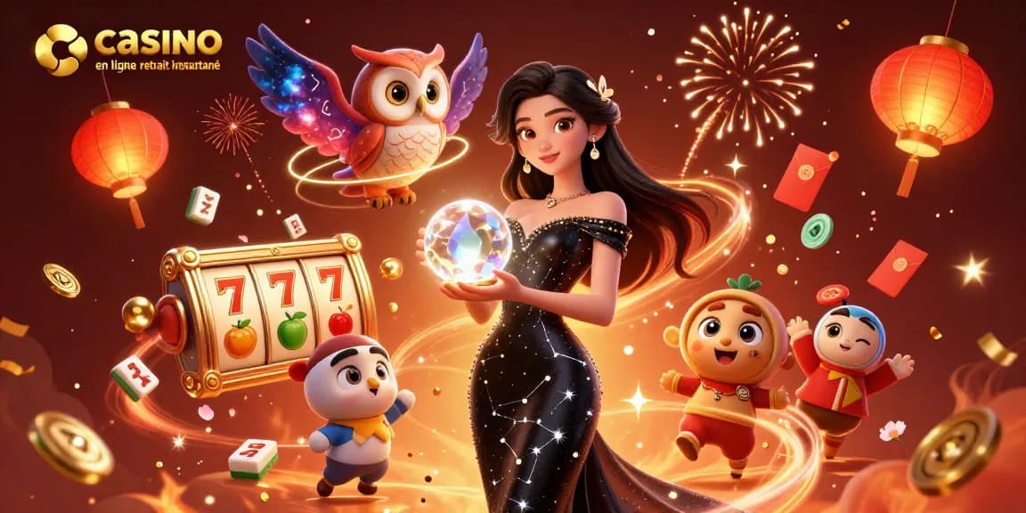 Vivez l'excitation du casino en ligne retrait instantané avec une illustration 3D captivante présentant des éléments vibrants et une énergie dynamique.