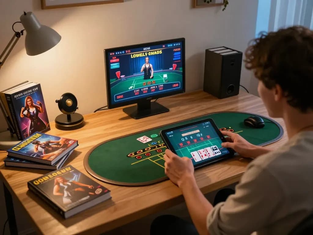 Engaging in live dealer blackjack at home via https://shbet.free/, showcasing a relaxed gaming environment.