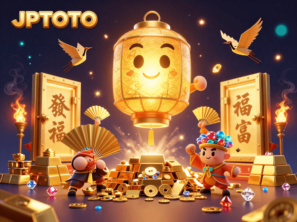 Engage in the JPTOTO lottery experience with exciting gaming symbols and golden treasures.