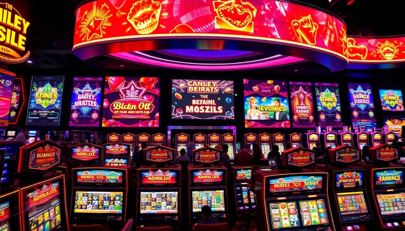Engage with online slots Malaysia in a vibrant casino atmosphere featuring exciting jackpot screens.