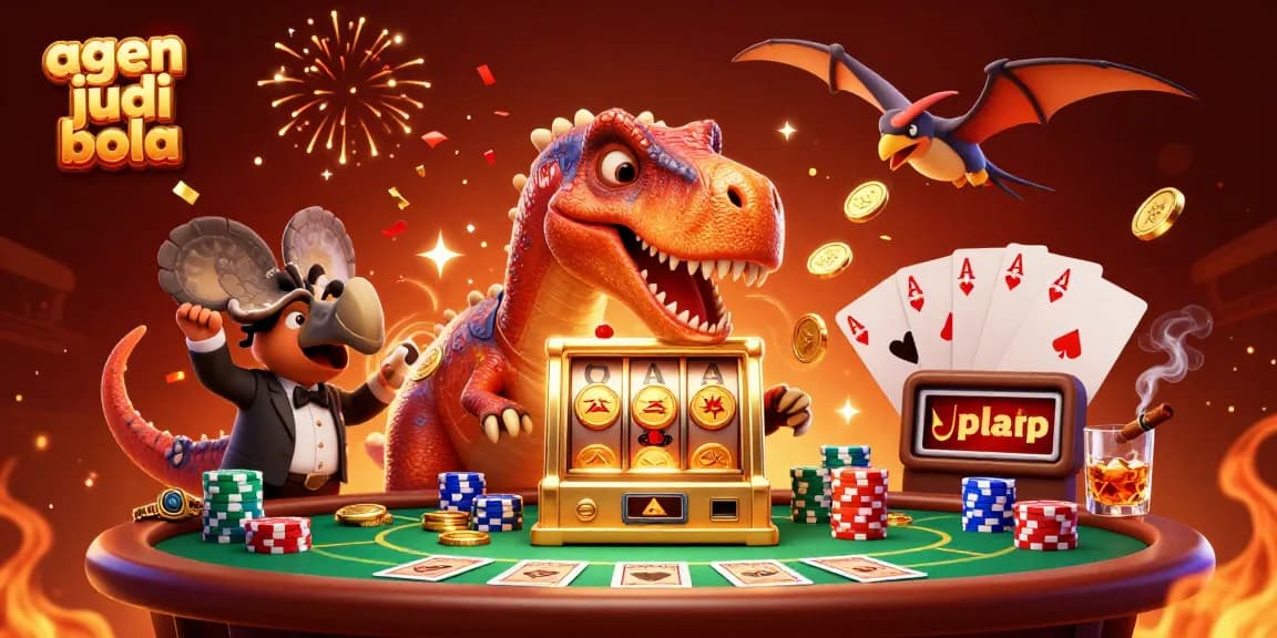 Catch flying coins with agen judi bola in this vibrant casino illustration featuring thrilling characters.