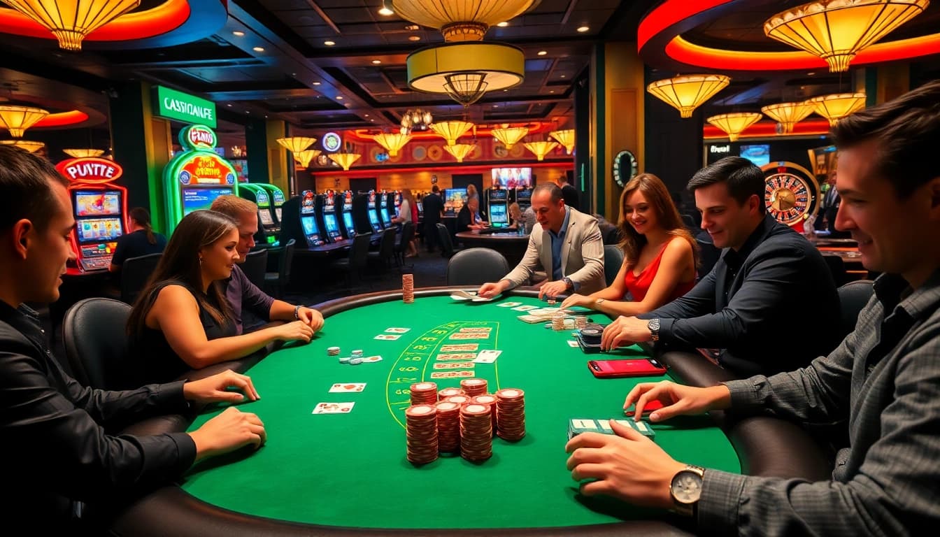 XX 88 gamblers engaging in an exciting blackjack game with colorful chips and cards.