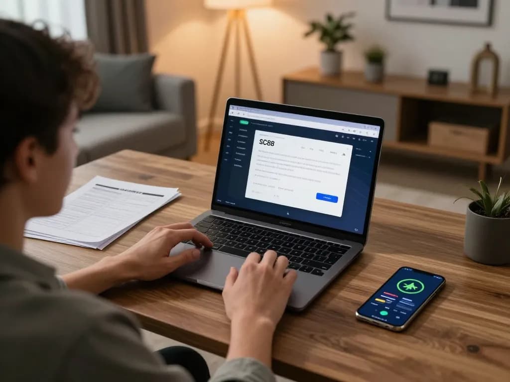 Player engaging with the SC88 app on a laptop for an online gambling experience