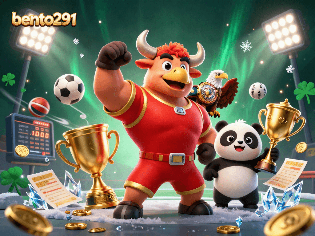 Engage with bento291 in this lively sports betting scene featuring dynamic characters and action.