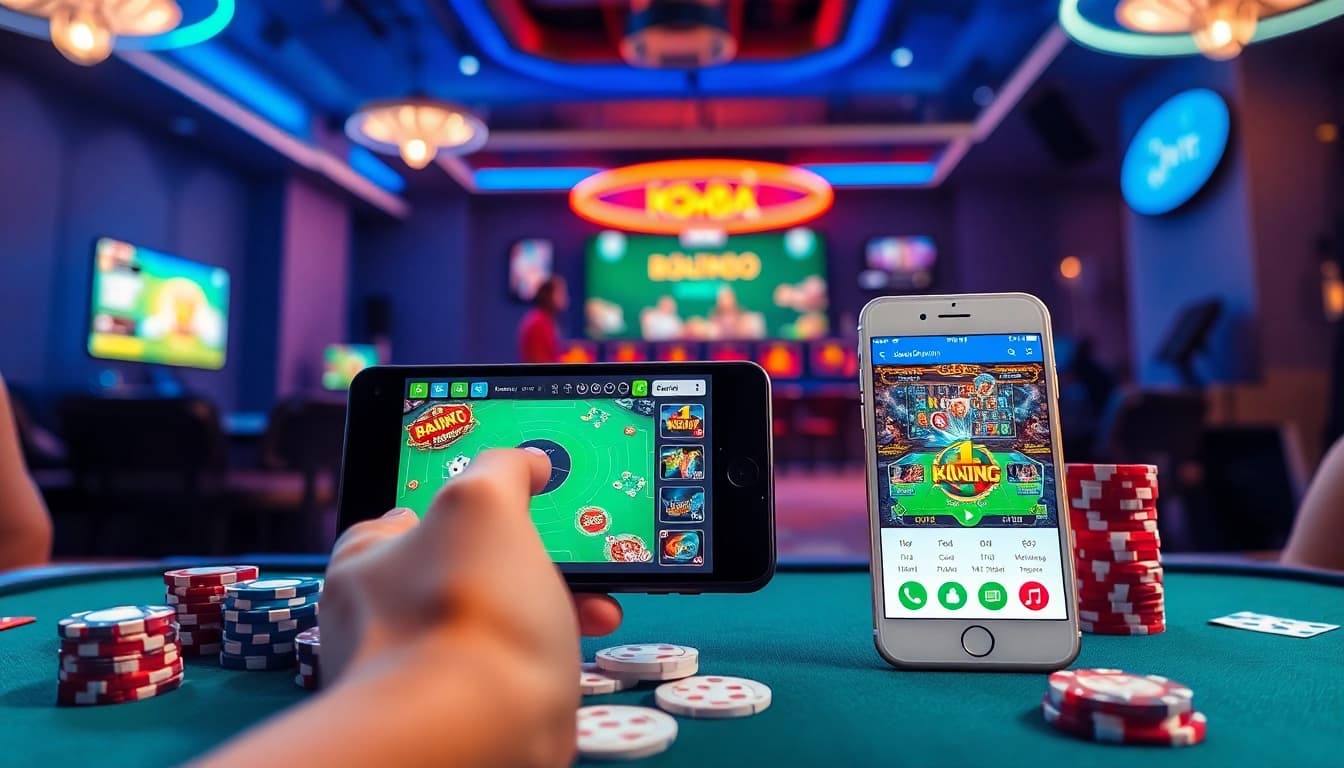 Nhatvip APK iOS Android showcased on mobile devices with casino gaming elements