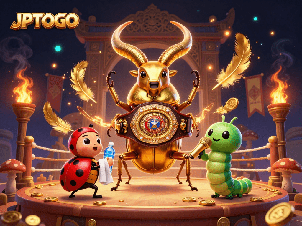 Experience the thrill of JPTOTO with a dynamic 3D casino showdown featuring bold characters and vibrant betting elements.