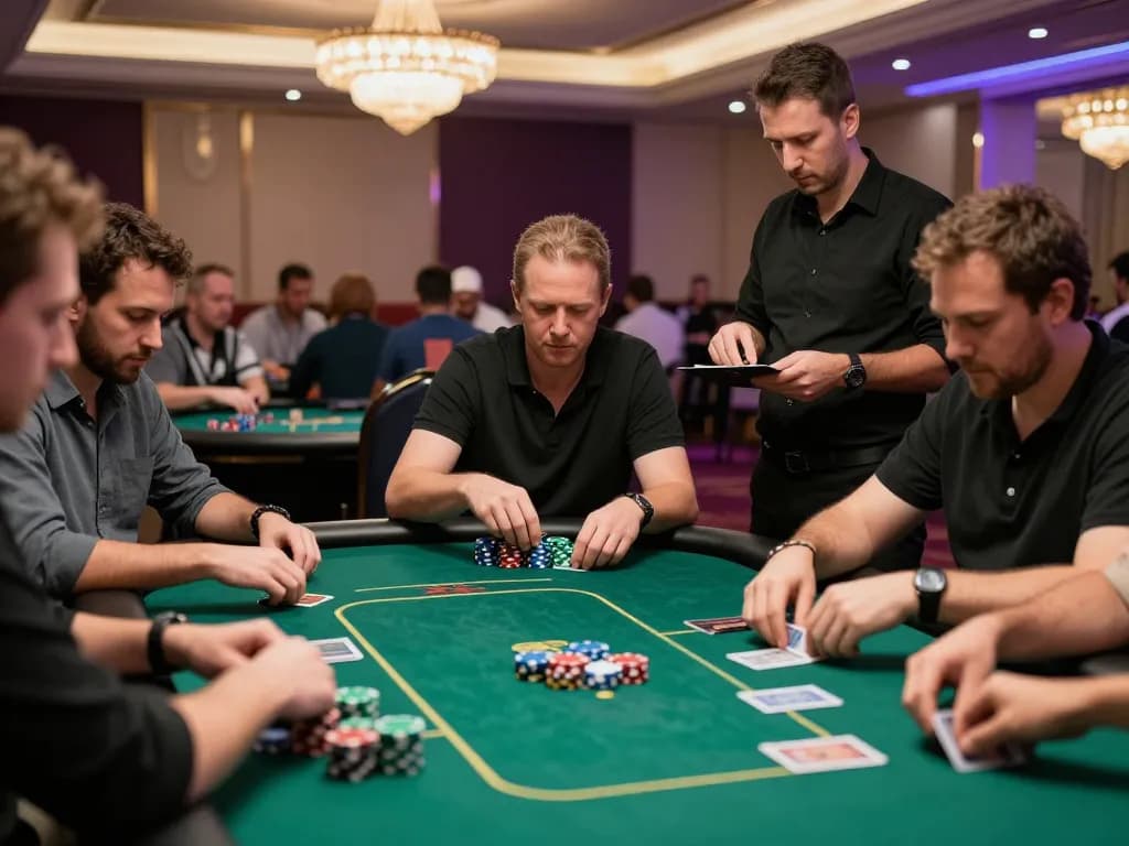 Players engaging in a thrilling poker game at XX88 casino, showcasing strategic gameplay and competitive atmosphere