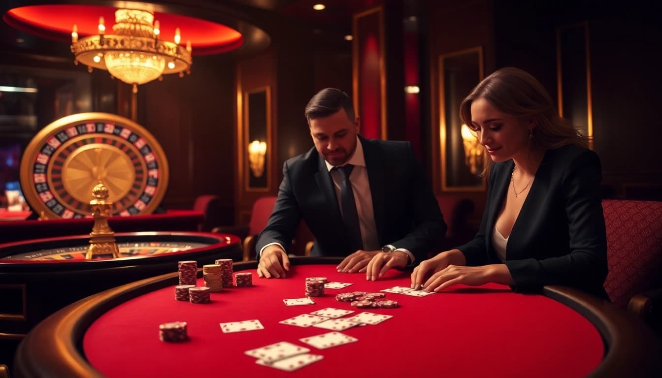 Experience high-stakes poker at Luck8's luxurious casino tables with intense gameplay.