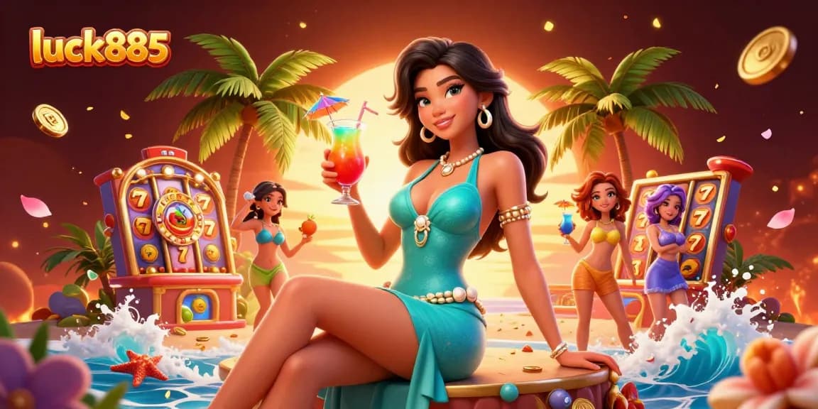 Engage with luck885 in a vibrant casino scene featuring exciting slot interactions.