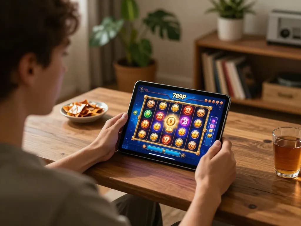 Engaging gameplay experience with 789P casino app on tablet, highlighting vibrant slot game graphics.