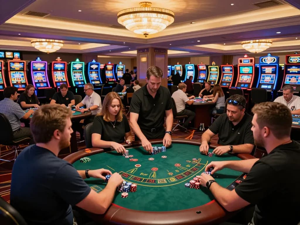 Experience the excitement of blackjack on the casino floor at tx88, where players engage in strategic gameplay.