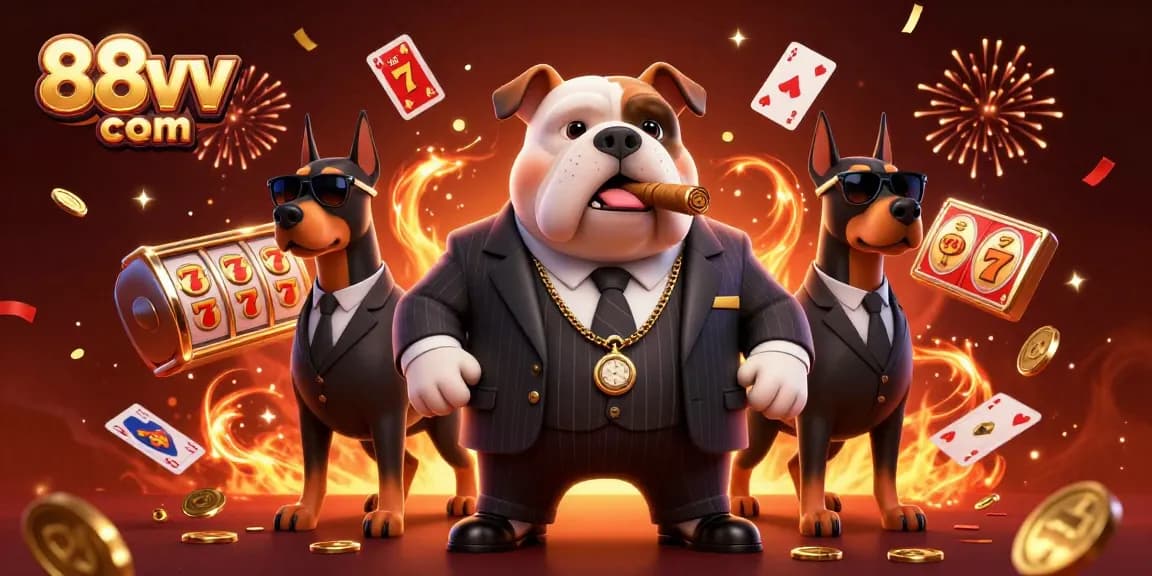 Engage with thrilling games and promotions at 88vv com, featuring lively characters in a vibrant casino scene.