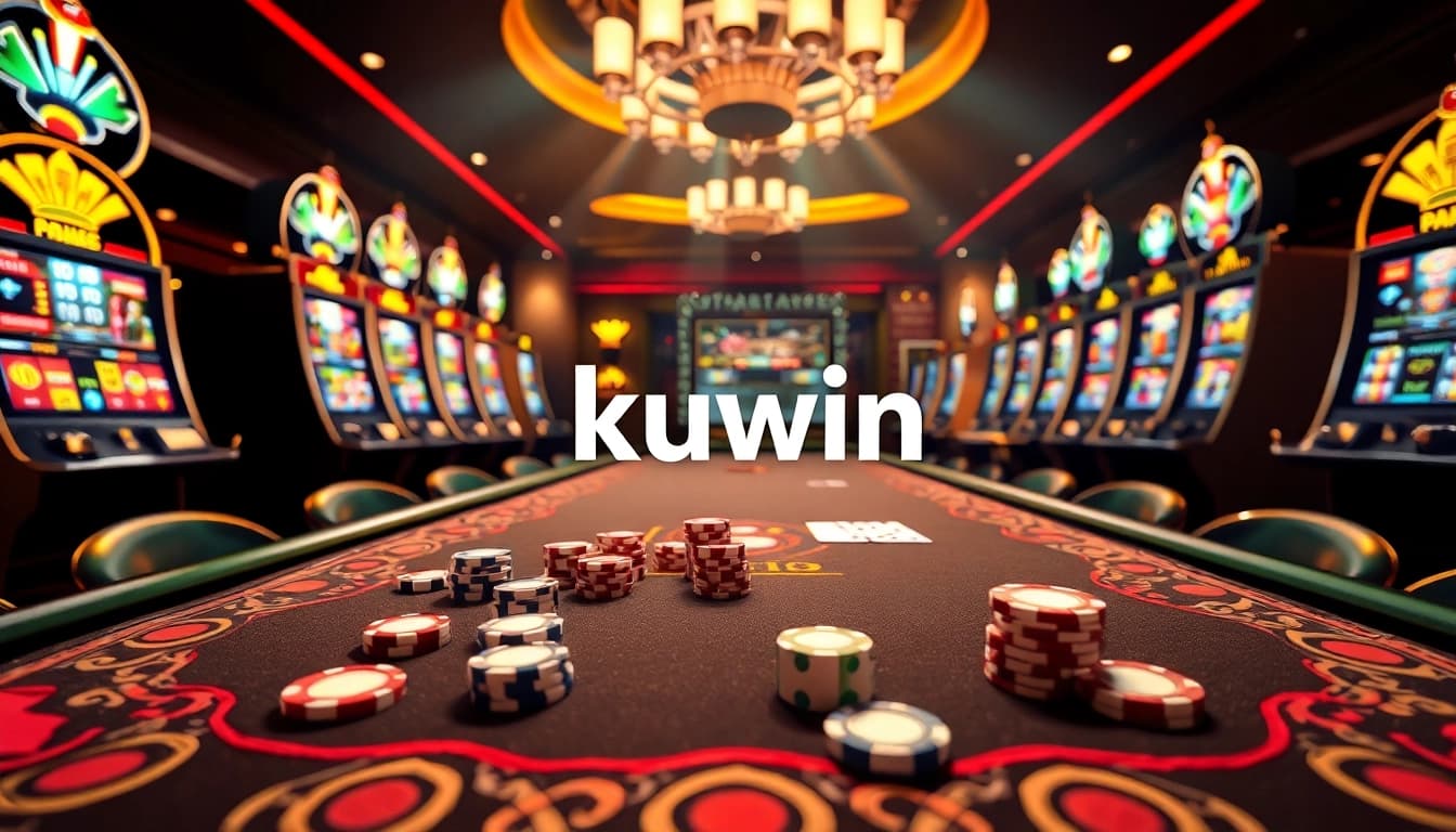 Engaging gambling action at kuwin with vibrant casino tables and exciting slot machines.