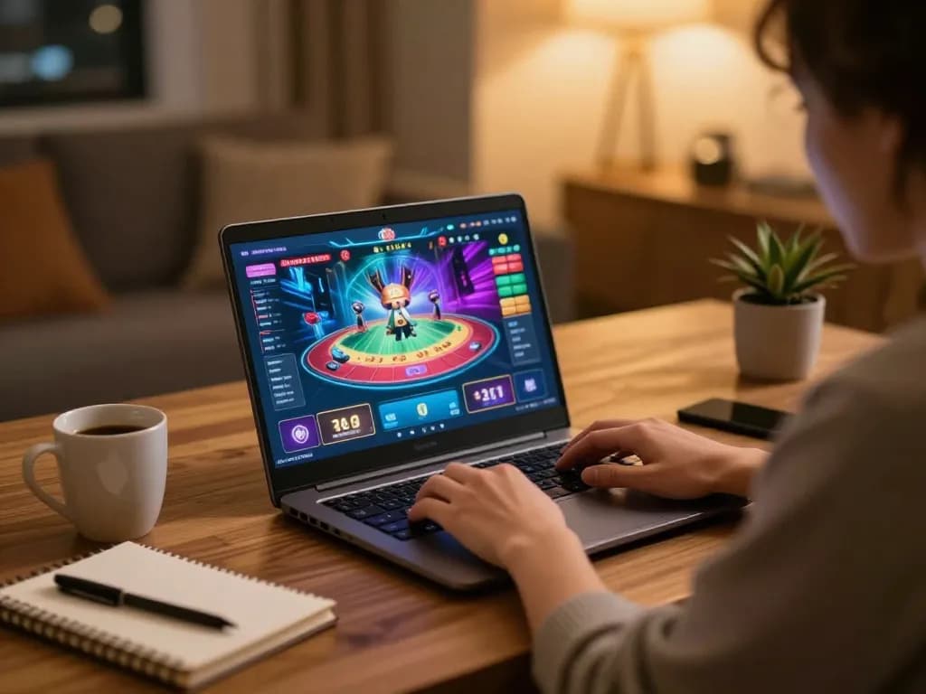 Engaging gameplay on a situs slot gacor setup, showcasing organized gaming strategy and relaxation.