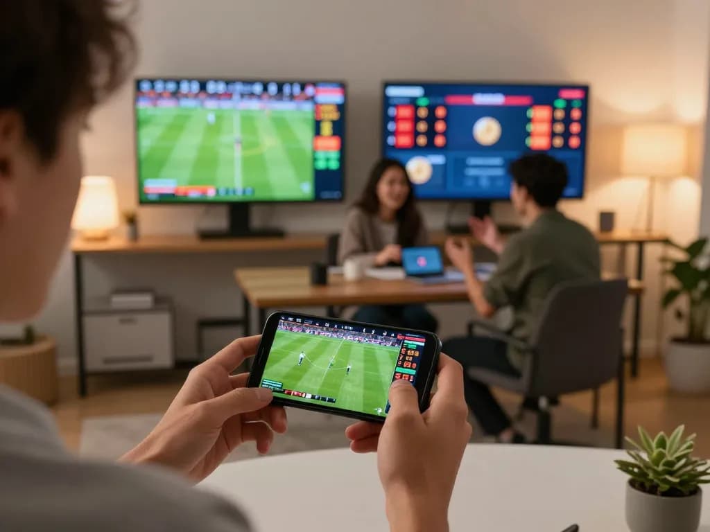 Sunwin sports betting excitement as user places real-time bets on mobile during a live game.