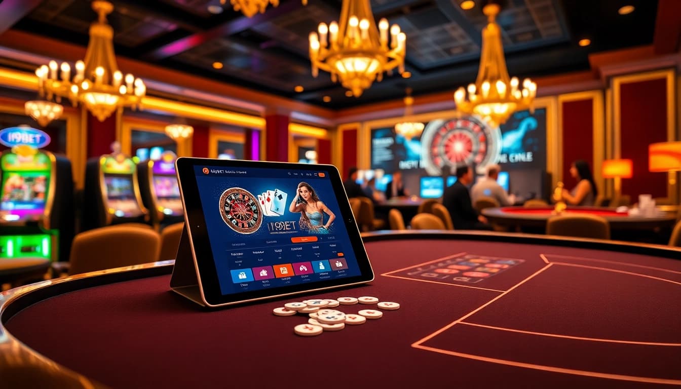 Experience the thrill of winning at i9bet with vibrant casino tables and lively gambling scenes.