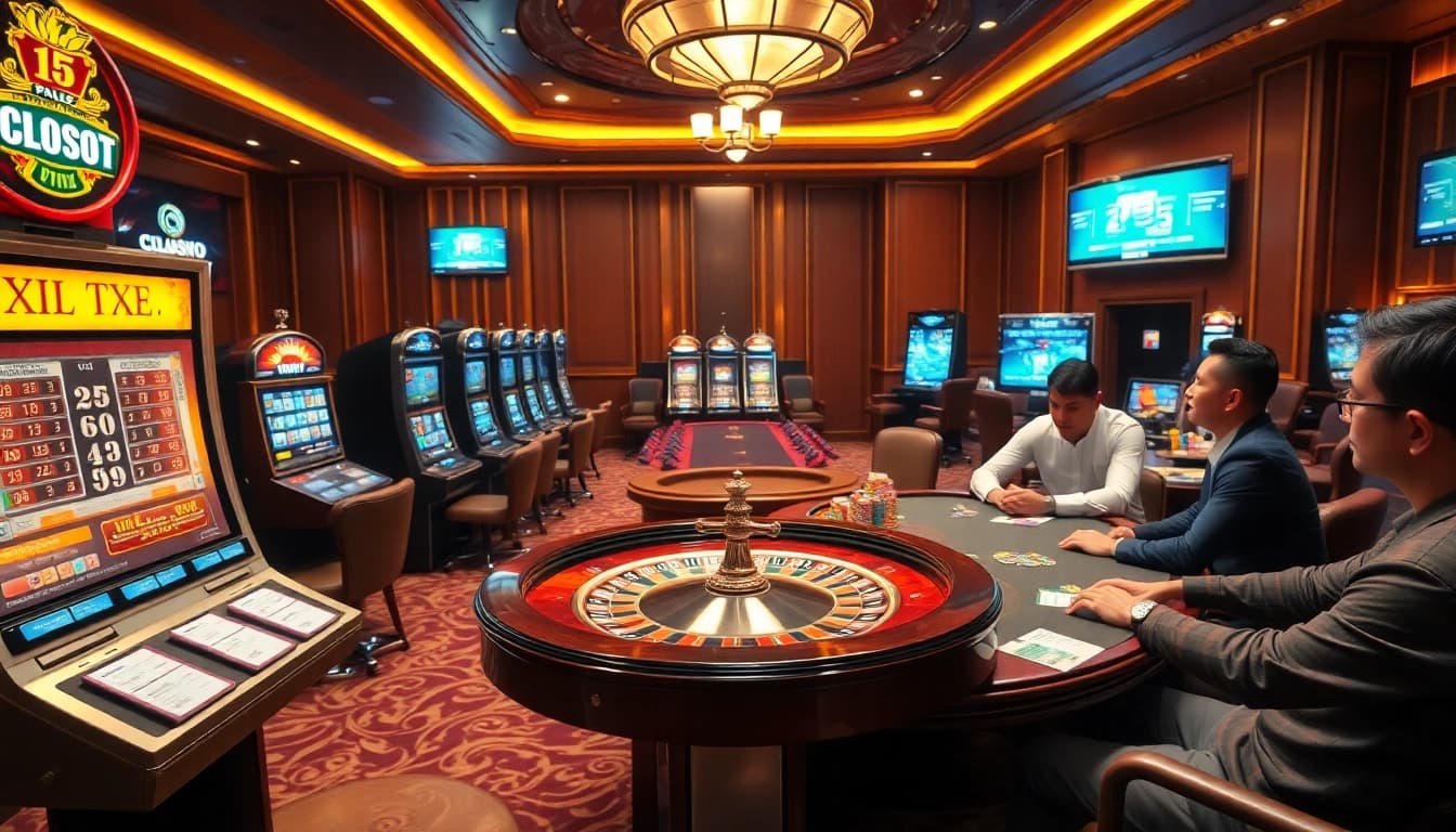 Players enjoying the excitement of gaming and betting at BL555's luxurious casino.