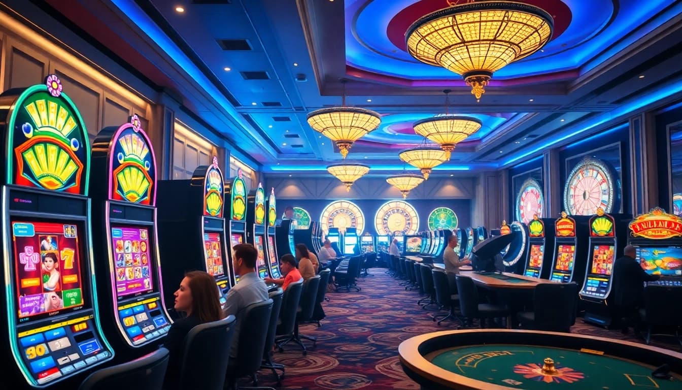 Engage with thrilling slot88 machines in a vibrant casino setting.