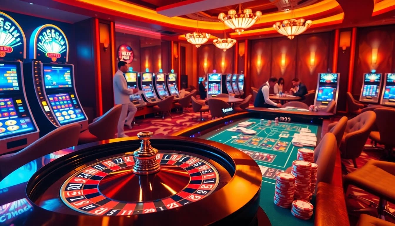 Engaging players at https://f1686s.com/ with excitement at a luxurious casino table.