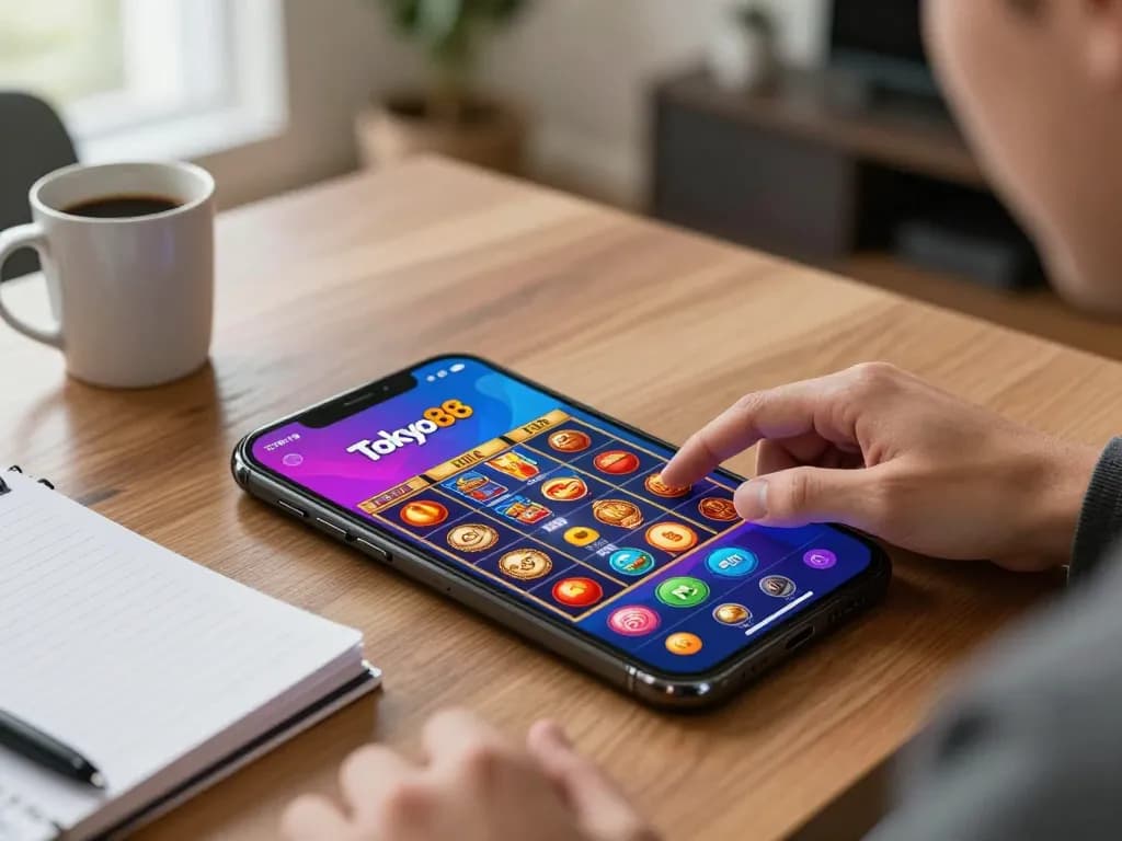 Permainan yang menarik di aplikasi mobile tokyo88 menampilkan desain slot yang cerah dan antarmuka pengguna yang mudah dinavigasi.