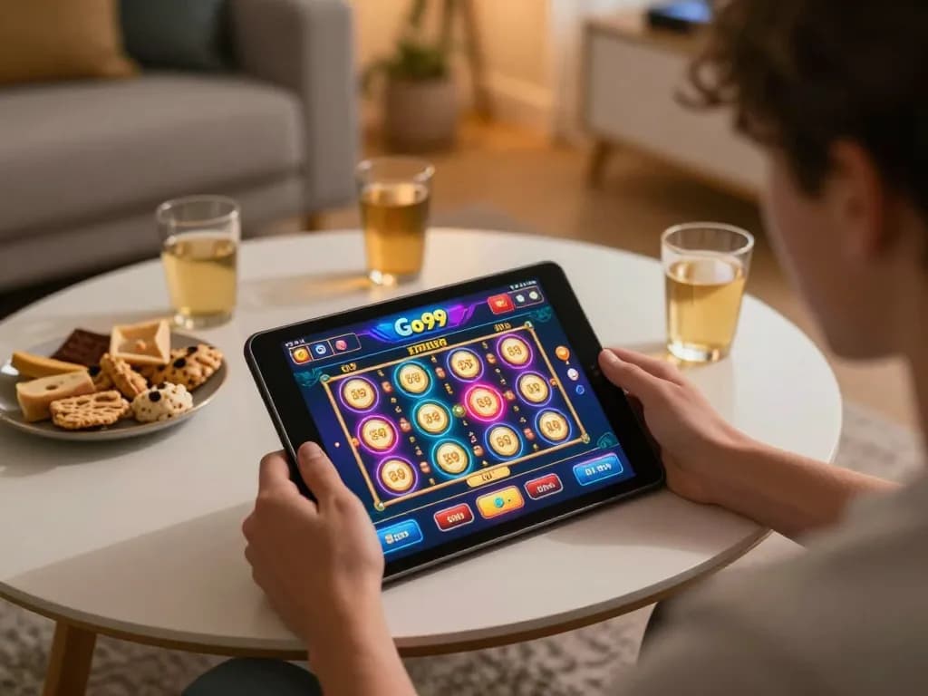 Player actively betting on Go99 in a cozy home setting during online gaming session