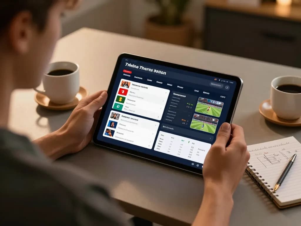 Engaging mobile betting action with 7meter Parlay interface on a tablet.