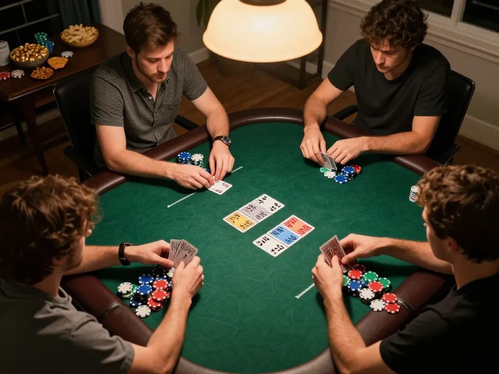 Players engaging in a fun poker night showcasing TT88 classic gameplay with vibrant chips and cards.
