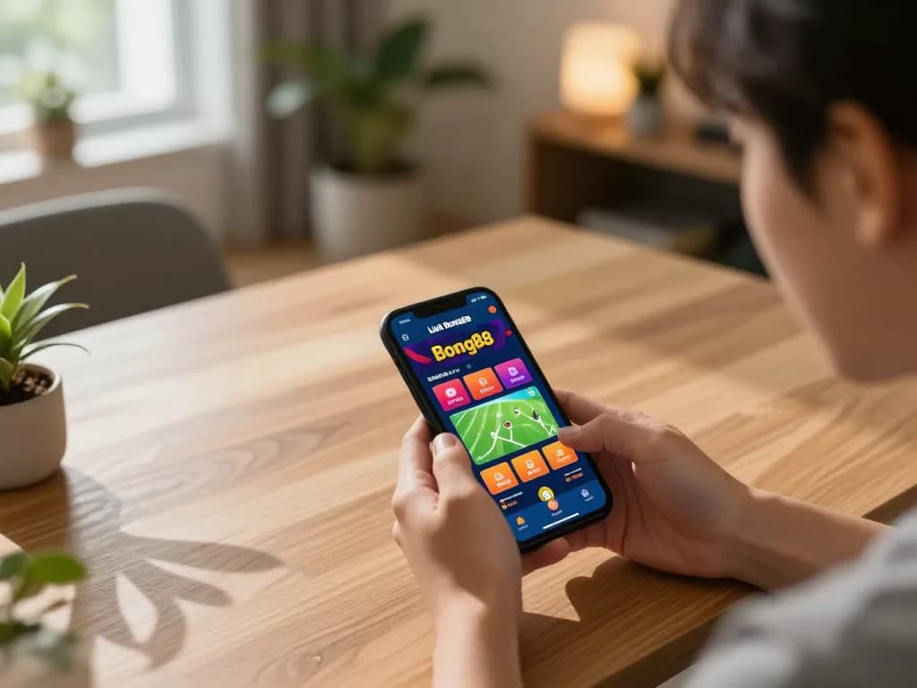 Accessing Link Bong88 app for exciting mobile gambling action in a cozy setting