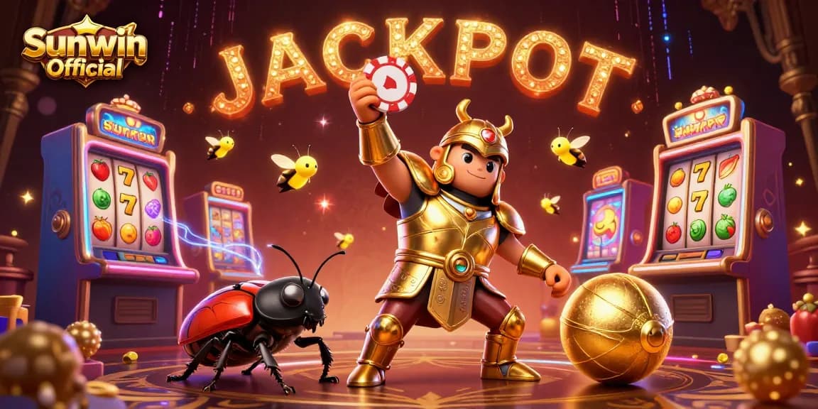 Spin the reels with Sunwin Official's thrilling slot machines and vibrant jackpot celebration.