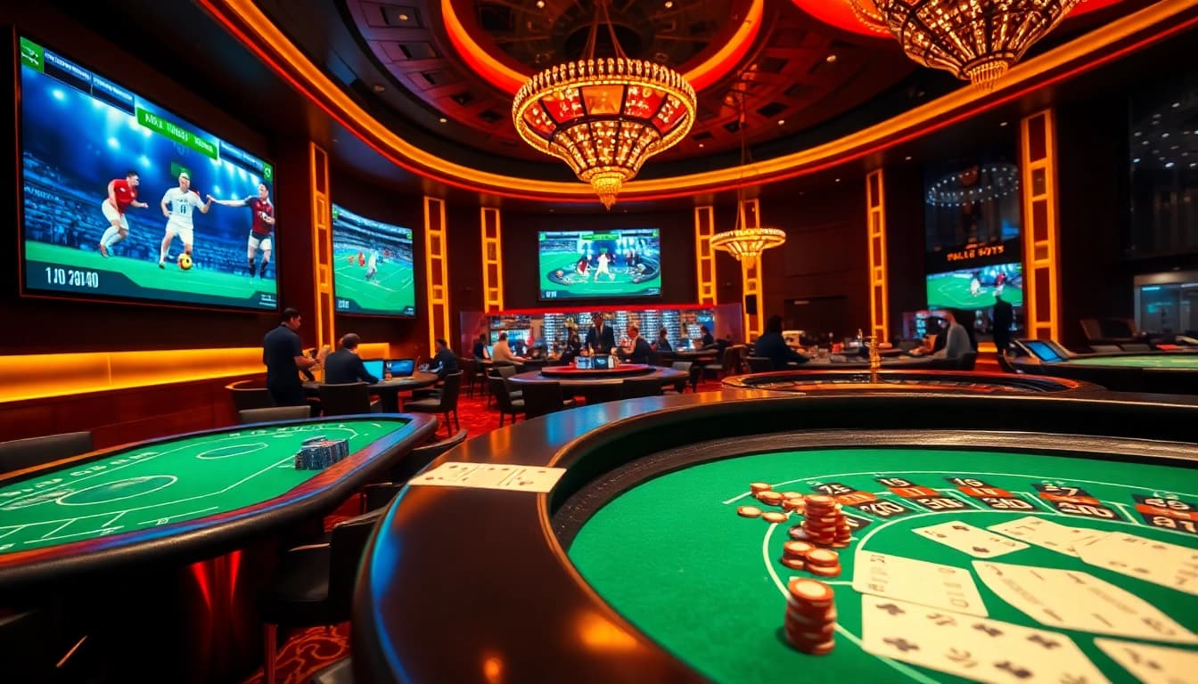 Experience the thrill of Judi Bola Piala Dunia with exciting casino betting tables and vibrant action.