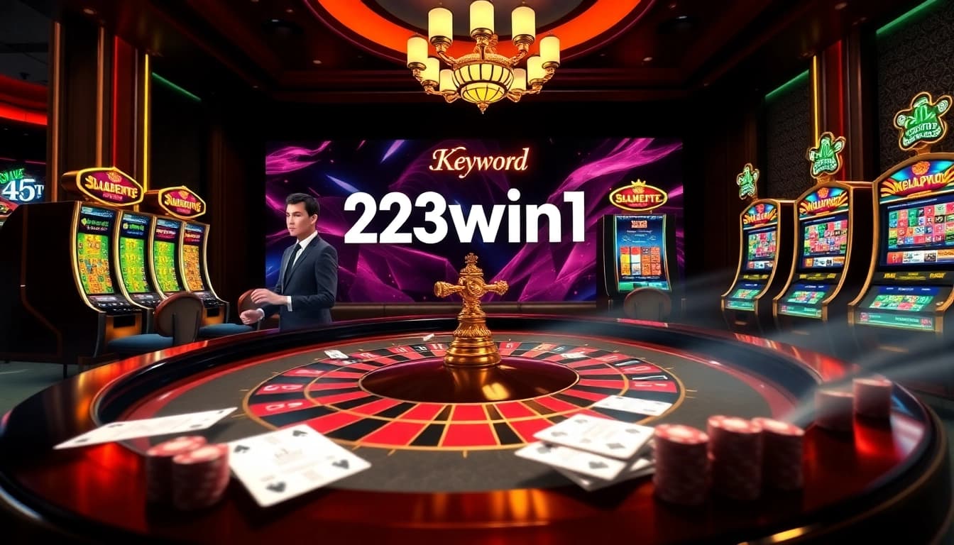 Engage with the thrilling excitement of gambling at 23win1, featuring elegant casino elements and vibrant gameplay.