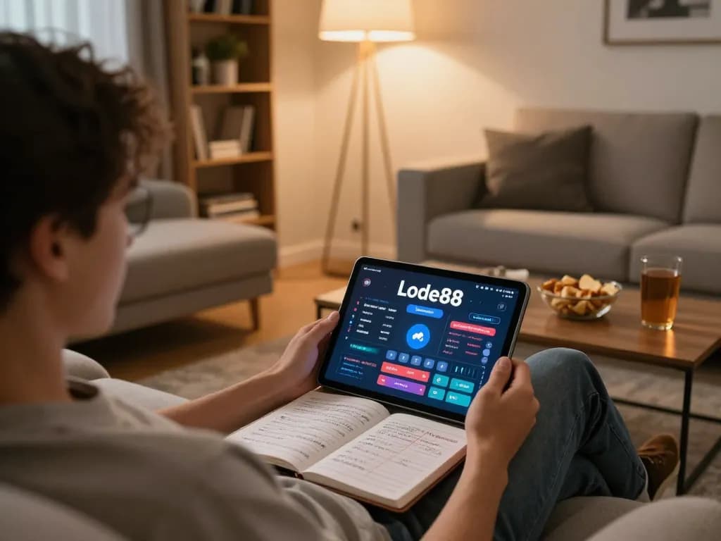 Engaging in online gaming on lode88 with snacks and betting strategies at hand.