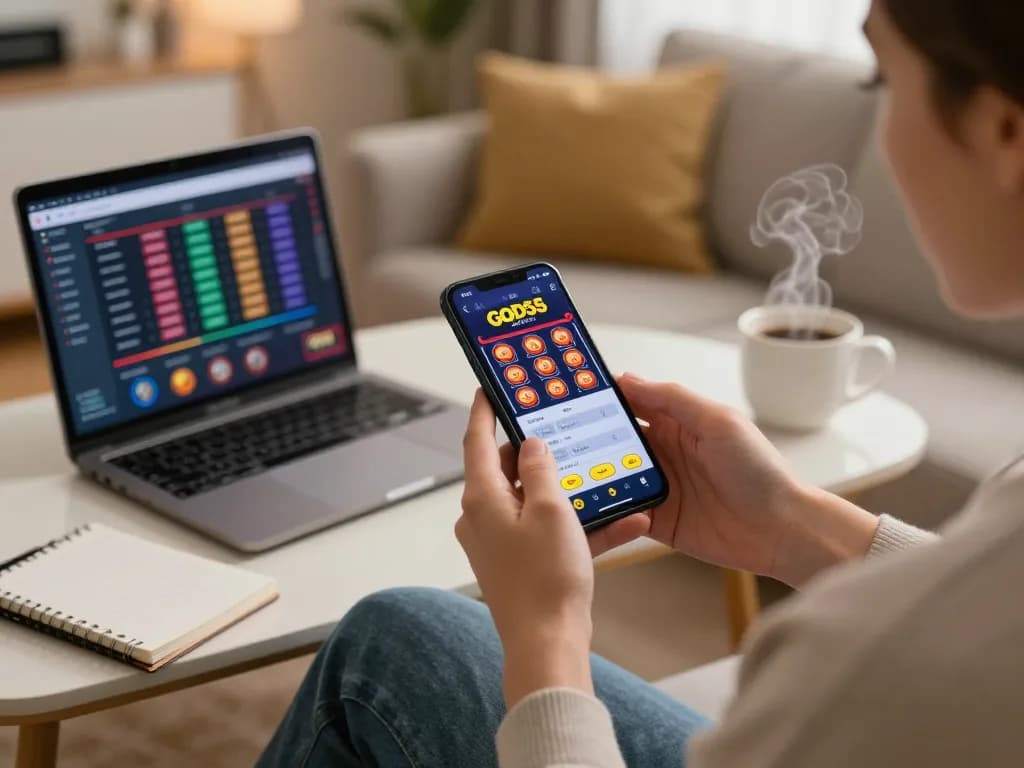 Engaging in gameplay on God55 mobile app while enjoying a comfortable home setting.