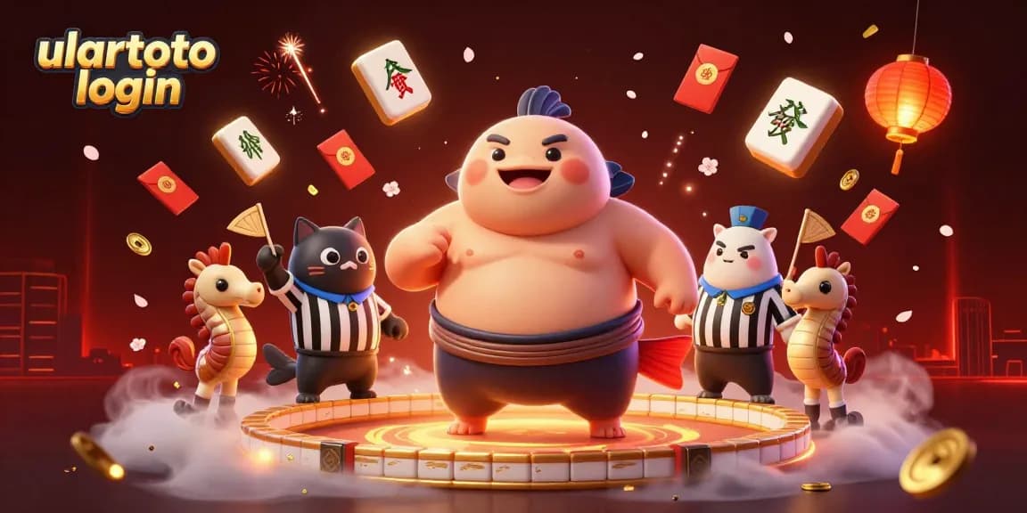 Login ulartoto dengan fugu kartun di ring bawah laut dikelilingi elemen perjudian yang penuh warna.