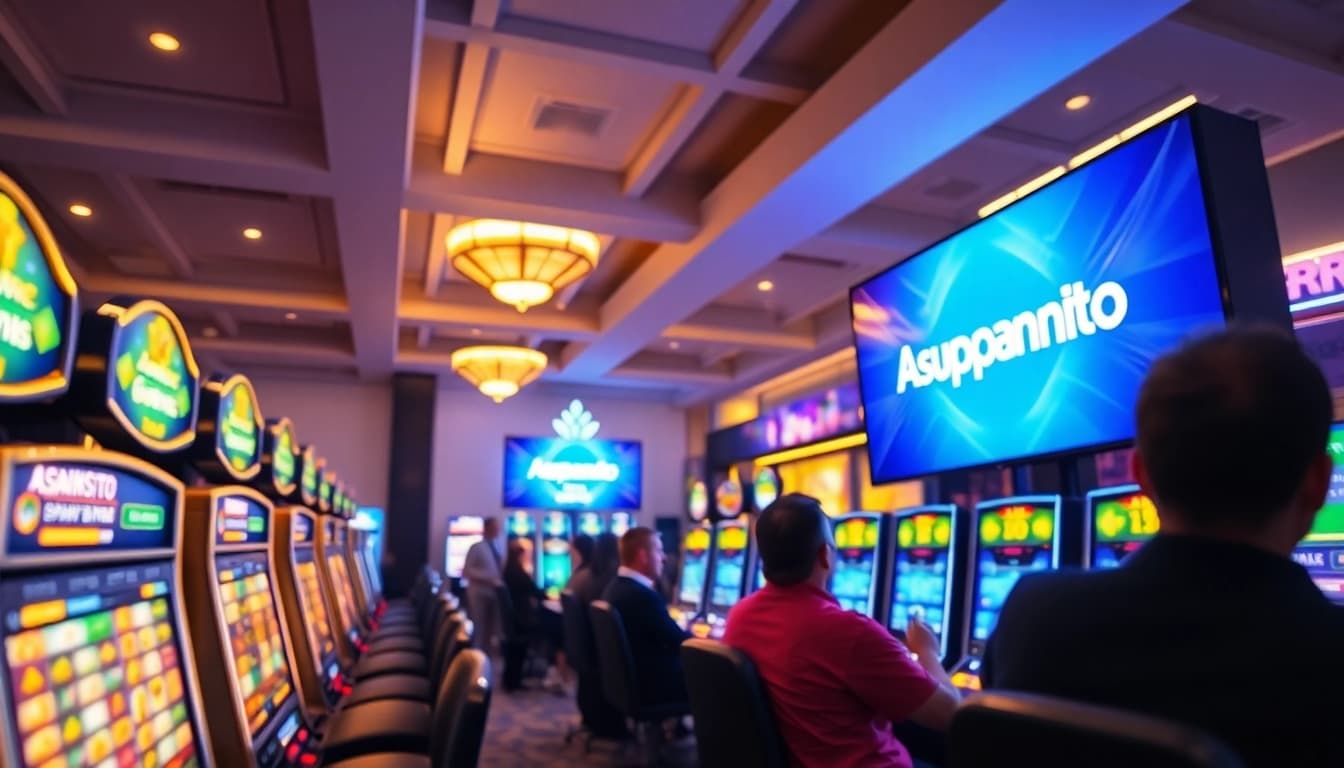 Experience the thrill of Asupantoto's online gaming with vibrant slot machines and a welcoming atmosphere.