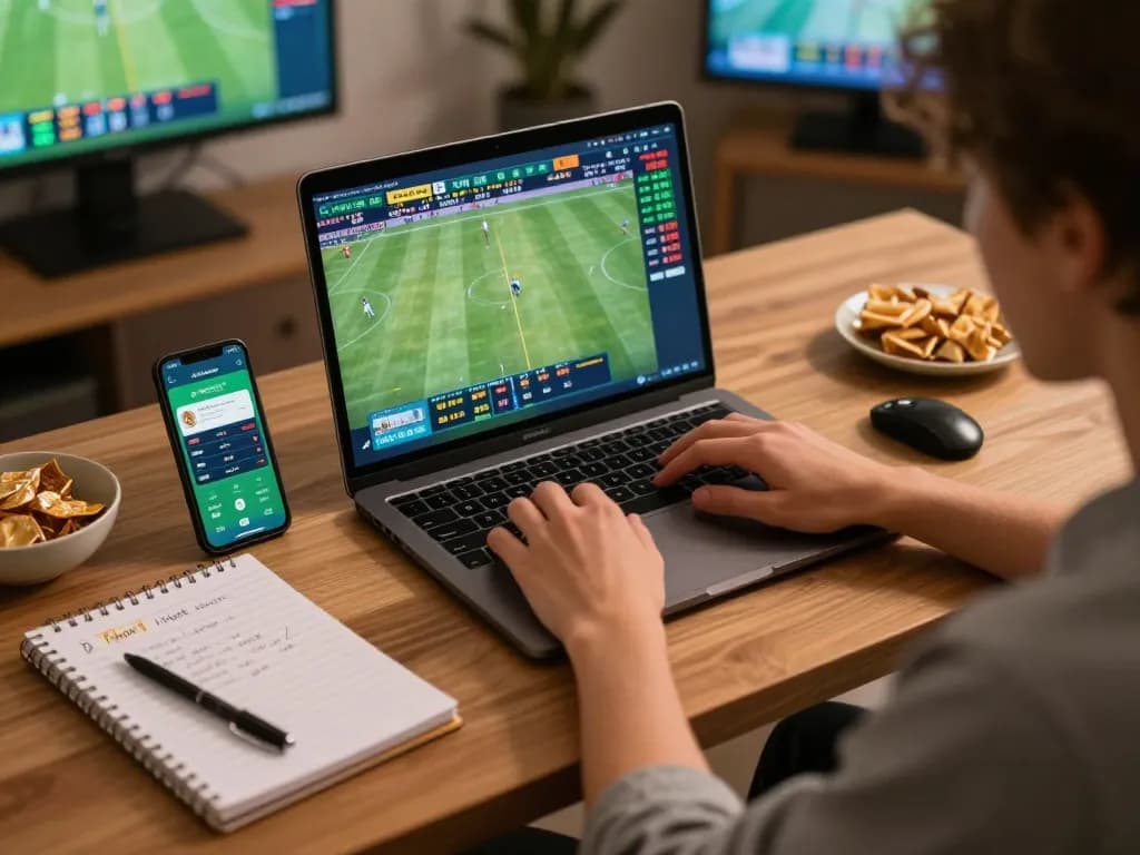 Tỷ lệ kèo nhà cái hôm nay reflected on laptop screen during online sports betting session.