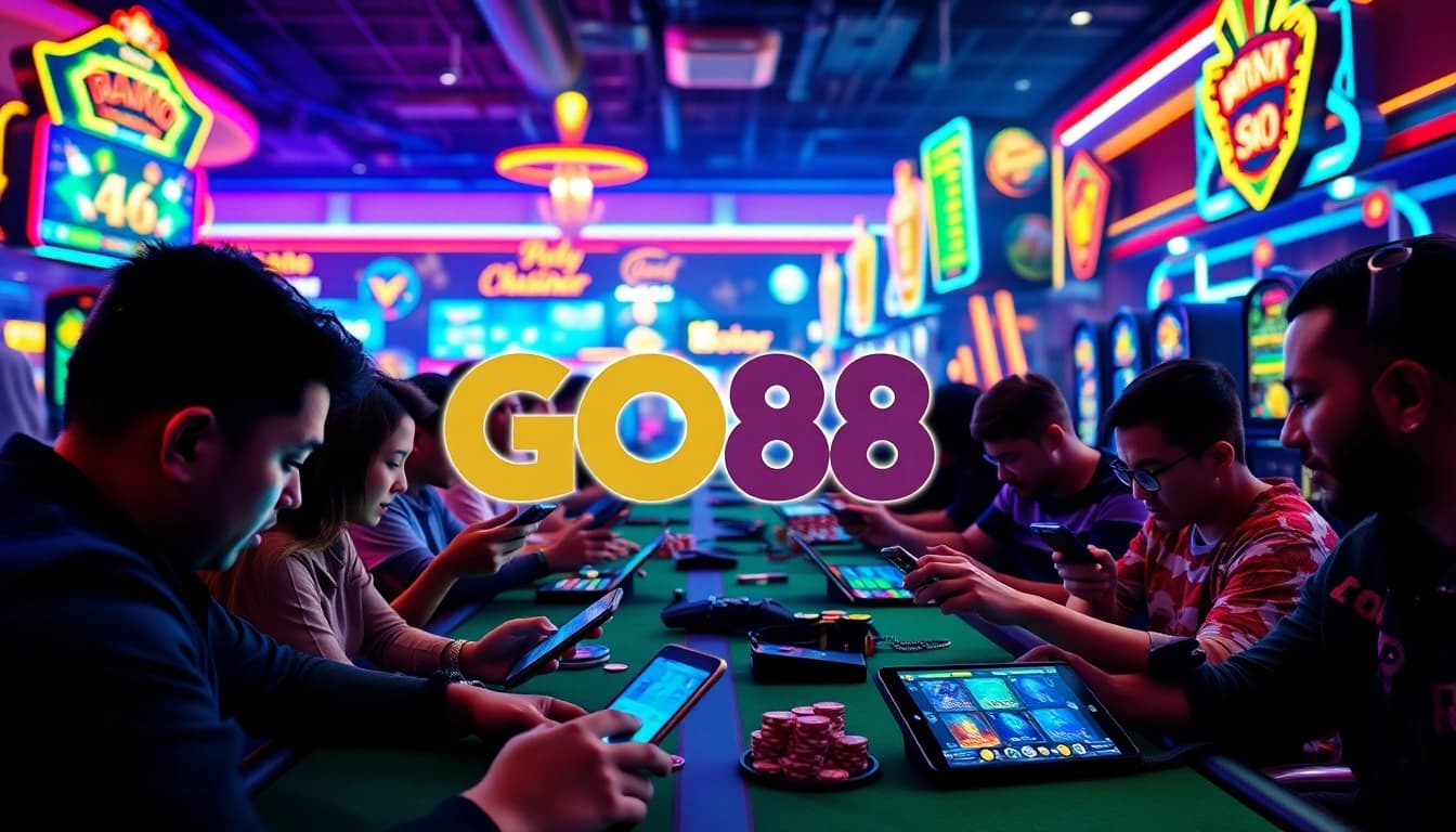 GO88 gaming platform showing diverse players engaged in online gaming with vibrant styles