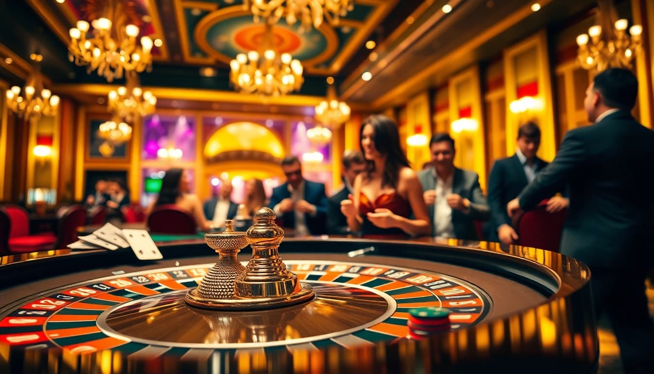 Experience the thrill of the best online casino with vibrant roulette and players engaged in excitement.