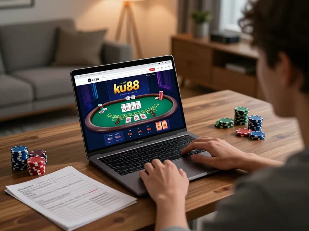Engaging gameplay on ku88 casino site with strategy notes and chips on the table