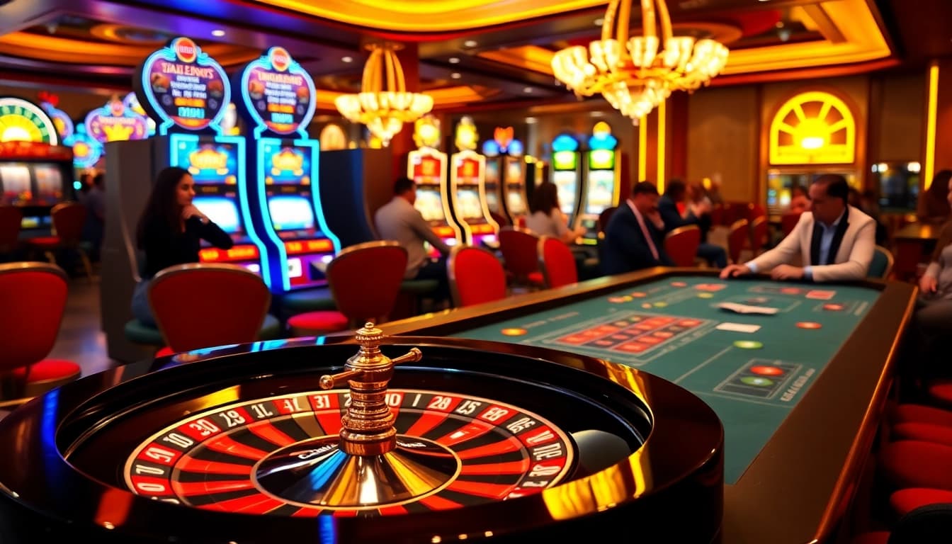 Exciting game scene at 188bet casino with vibrant roulette wheel and engaged players.