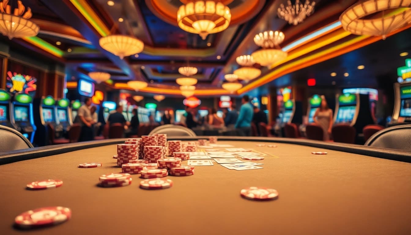 Engaging scene of a Casino Site with active players at a poker table showcasing vibrant gaming atmosphere.