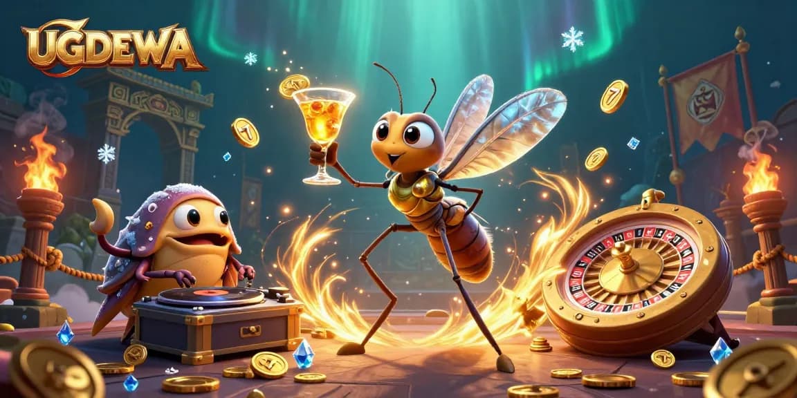 Experience thrilling gaming with UGDEWA's vibrant casino scene featuring unique characters and dynamic elements.