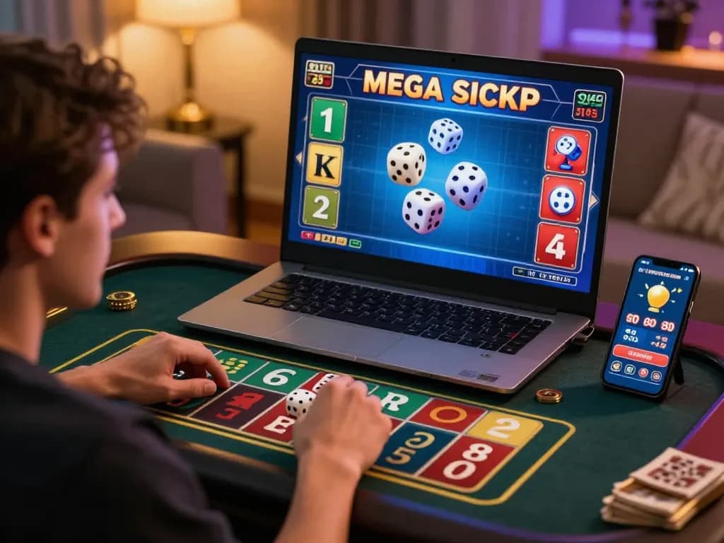 Player strategizing on Mega Sicbo in an engaging online casino environment, showcasing dice gameplay.