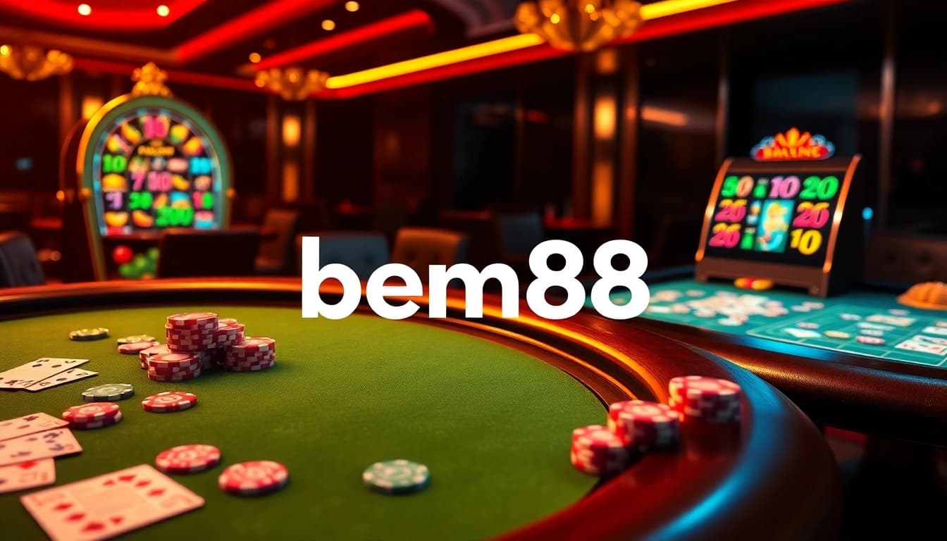 Players engaging on the bem88 online casino platform with vibrant tables and exciting game elements.