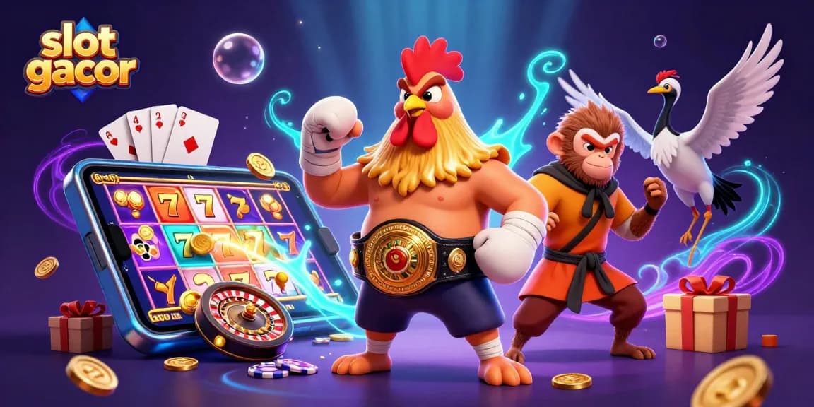 Experience slot gacor action with animated characters and vibrant casino imagery in 3D.